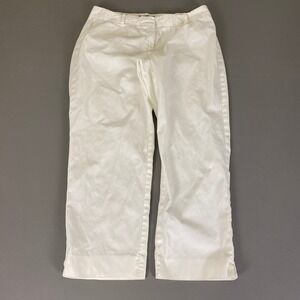 Talbots Signature Cropped Pants Size 10‎ Straight Leg White Cotton Blend